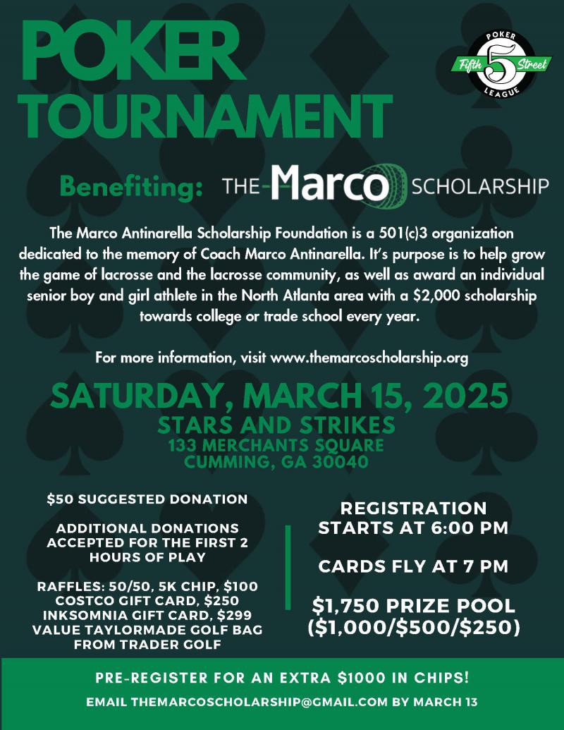 Poker Fundraiser Tournament Benefiting The Marco Scholarship - Stars and Strikes at 5thstreetpoker.com